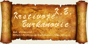 Krstivoje Burkanović vizit kartica